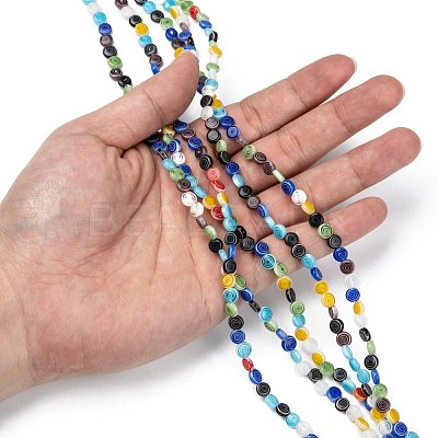 Flat Round Handmade Millefiori Glass Beads X-LK-R004-51-1