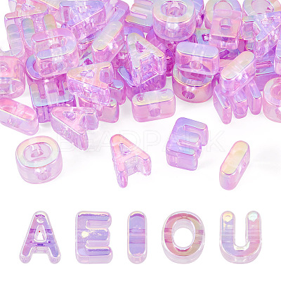 50Pcs 5 Styles UV Plating Rainbow Iridescent Acrylic Beads OACR-TA0004-67F-1
