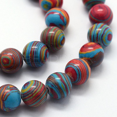 Synthetic Malachite Beads Strands G-I199-32-6mm-D-1