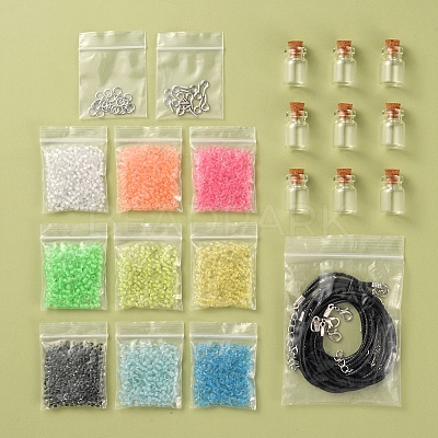 DIY Wishing Bottle Pendant Necklace Making Kit DIY-YW0005-80-1