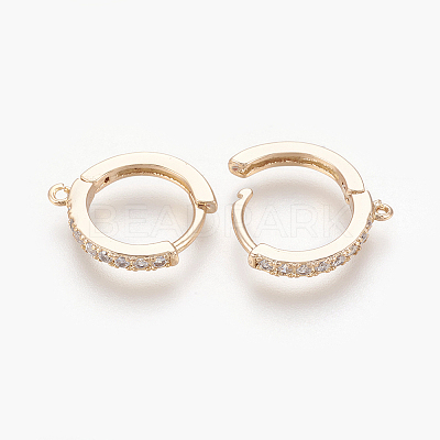 Brass Micro Pave Cubic Zirconia Huggie Hoop Earring Findings LS-KK-O112-13LG-1