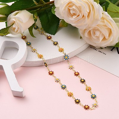 Daisy Link Chain Necklaces & Bracelets Jewelry Sets SJEW-JS01138-01-1