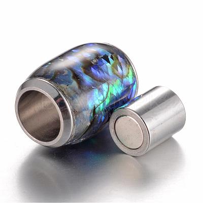 304 Stainless Steel Enamel Magnetic Clasps with Glue-in Ends STAS-P096-02-1