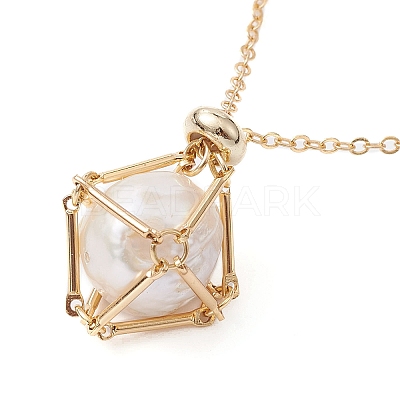 Brass Macrame Pouch Empty Stone Holder for Pendant Necklaces Making NJEW-JN04440-01-1