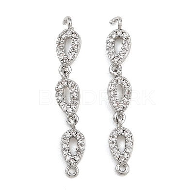 Brass Micro Pave Clear Cubic Zirconia Connector Charms CU-CBAA6E8-12P-1