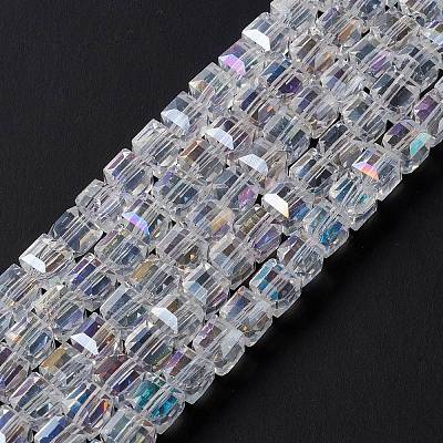 Electroplate Glass Beads Strands X-EGLA-D018-8x8mm-01-1