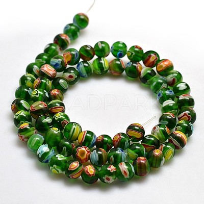 Round Millefiori Glass Beads Strands LK-P001-10-1