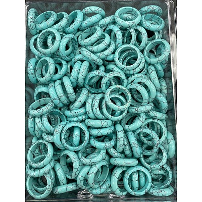 Synthetic Turquoise Finger Rings WG8089A-15-1