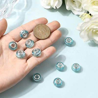 Rondelle Handmade Gold Sand Lampwork European Large Hole Beads LPDL-R007-07B-1