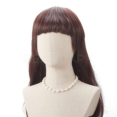 Natural Cowrie Shell & Synthetic Turquoise Braided Beaded Necklace for Women NJEW-JN04253-01-1