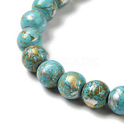 Synthetic Turquoise Dyed Camouflage Beads Strands G-E594-24O-A-1