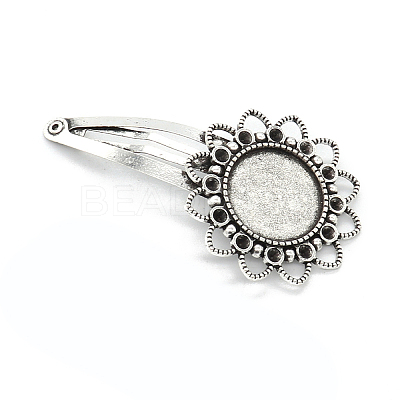 Alloy Snap Hair Clip with Blank Round Trays PW-WG38295-13-1