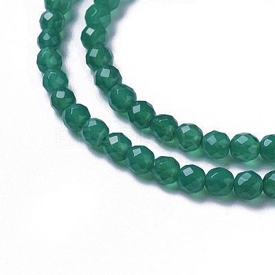 Natural Dyed & Heated Green Onyx Agate Beads Strands X-G-F596-12B-4mm-1