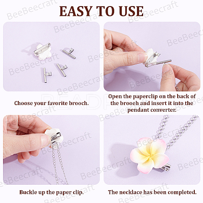 6Pcs 201 Stainless Steel Brooch Convert Necklaces Pendant Hooks STAS-BBC0010-60-1
