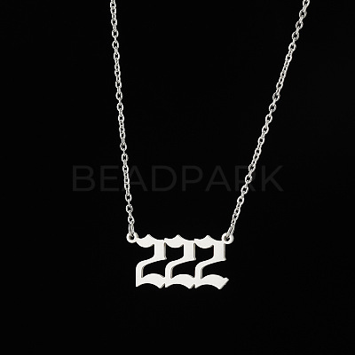 201 Stainless Steel Angel Number Pendant Necklaces for Women FS-WG21275-04-1