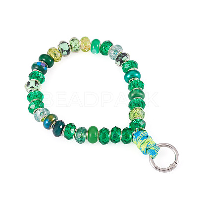 Resin Rondelle Bead with Polyester & Spandex Cord Phone Hand Strap Chains HJEW-TADJ0010-1
