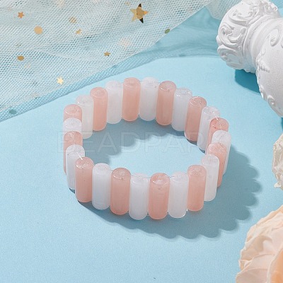 Two Tone Acrylic Column Beaded Stretch Bracelets for Women BJEW-JB10645-01-1