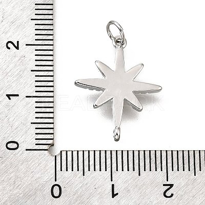 Brass Micro Pave Clear Cubic Zirconia Star Connector Charms with Jump Rings KK-V011-64P-1