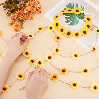 2Pcs 2 Styles Cloth Flower Hippie Headband Floral Crown OHAR-CP0001-18B-1