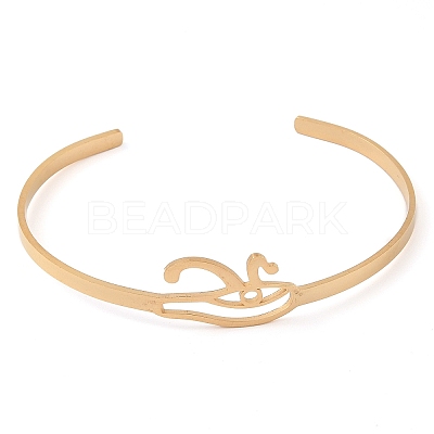 201 Stinless Steel God Eye of Horus Cuff Bangles for Women BJEW-P337-01G-1