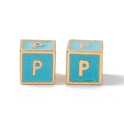 Rack Plating Brass Enamel Beads KK-B060-04G-06P-1