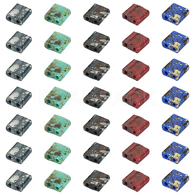 175Pcs 5 Colors 2-Hole Opaque Glass Seed Beads SEED-PJ0001-04A-1
