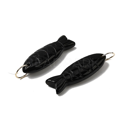 Natural Obsidian Carved Pendants G-G314-01G-07-1