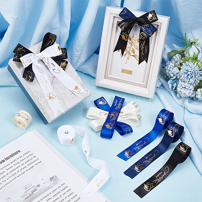 5 Rolls 5 Colors Ramadan & Eid Mubarak Polyester Word Printed Ribbon OCOR-PH0005-53A-1