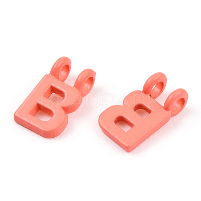 Rack Plating Spray Painted Alloy 2-Loop Link Pendants PALLOY-N176-01B-1
