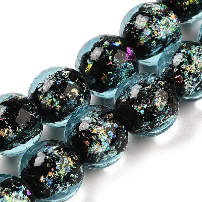 Handmade Dichroic Foil Glass Beads Strands DICH-U001-06H-1