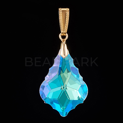 AB Color Plated Electroplate Glass Pendants PALLOY-JF00446-01-1