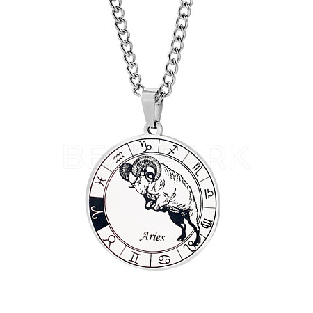 Non-Tarnish Unisex 201 Stainless Steel Constellation Pendant Necklaces NJEW-T011-LA721-1-1
