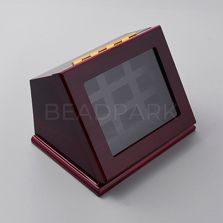 9-Slot Wooden Championship Rings Display Case Box CON-WH0086-074-1