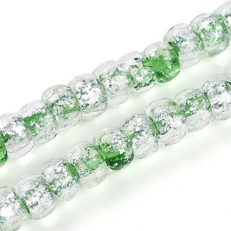 Luminous Handmade Silver Foil Glass Beads Strands FOIL-N029-02B-06-1