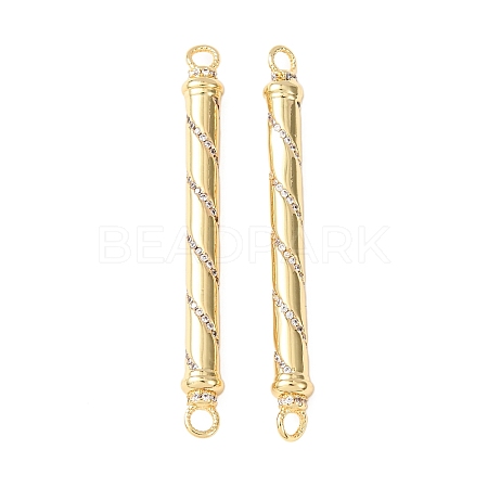 Brass Micro Pave Clear Cubic Zirconia Connector Charms KK-C143-10G-1