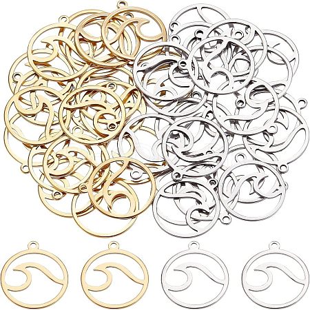 40Pcs 2 Colors Stainless Steel Pendants STAS-UN0028-48-1