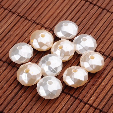 Faceted Rondelle Imitation Pearl Acrylic Beads OACR-L004-3604-1