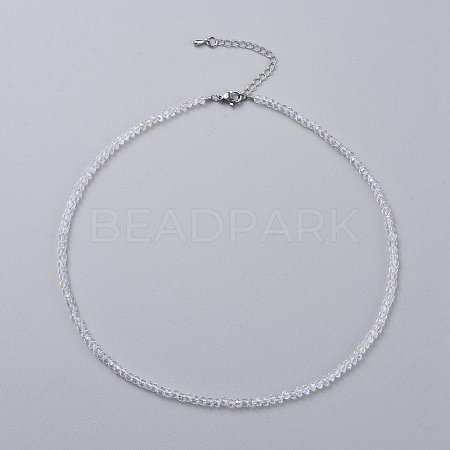 Faceted Glass Beaded Necklaces NJEW-JN02553-09-1