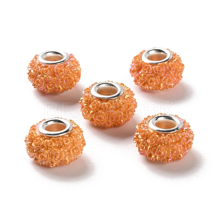 AB Color Resin Rose Flower European Beads RESI-M001-05G-1