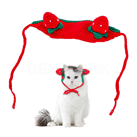 Cotton Crochet Pet Headwear Costume AJEW-WH0258-807-1