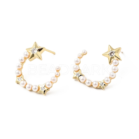 Rack Plating Brass Stud Earrings for Women EJEW-G311-04G-1