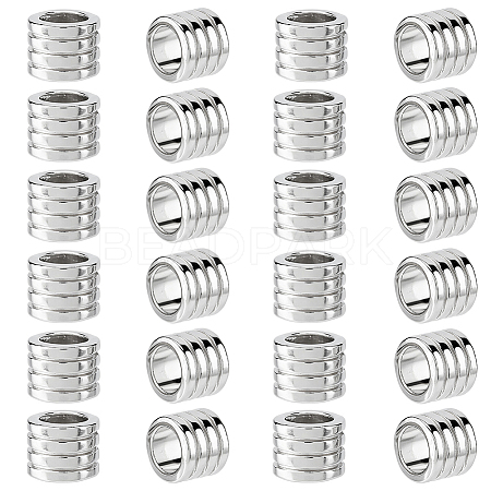 24Pcs Grooved Stainless Steel European Beads STAS-HS0001-81B-1