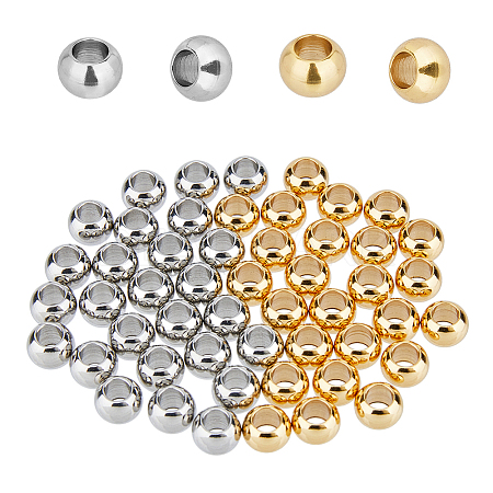 50Pcs 2 Colors 304 Stainless Steel European Beads STAS-DC0015-63-1