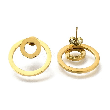 Ion Plating(IP) 304 Stainless Steel Stud Ring Stud Earrings EJEW-C118-02A-1