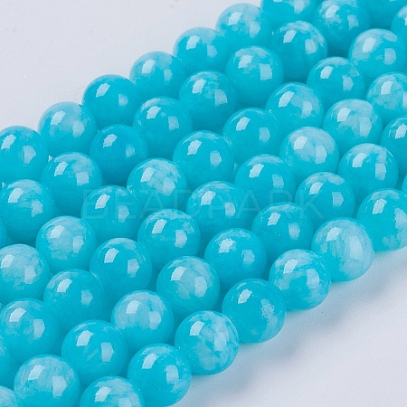 Natural Yellow Jade Beads Strands X-G-G598-8mm-YXS-28-1