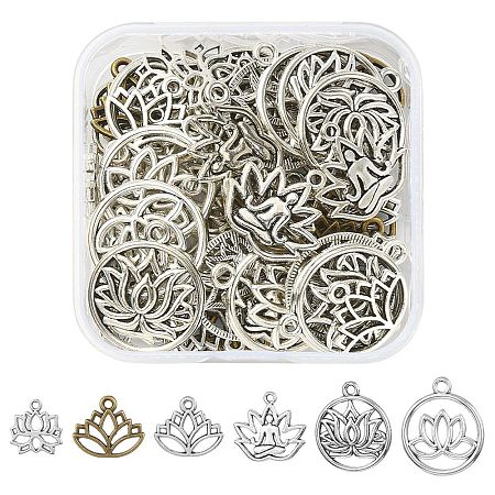 60Pcs 6 Style Tibetan Style Alloy Pendants TIBE-YW0001-31-1