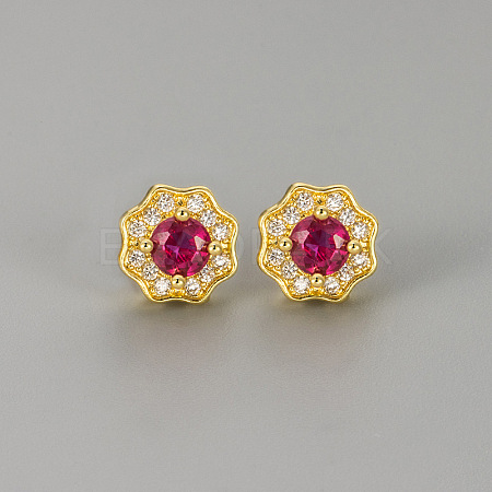 Valentine's Day Brass Clear Cubic Zirconia Stud Earrings WGA37BF-04-1