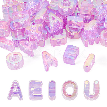 50Pcs 5 Styles UV Plating Rainbow Iridescent Acrylic Beads OACR-TA0004-67F-1