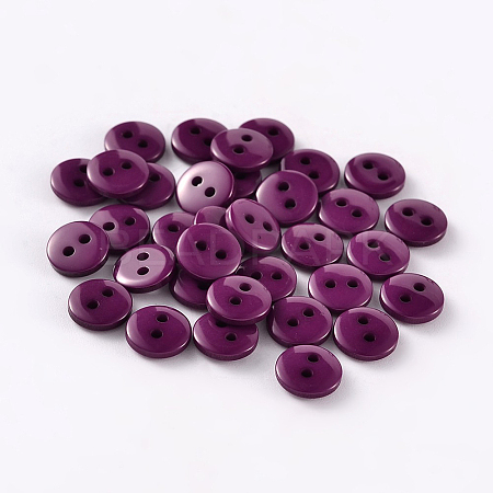 2-Hole Flat Round Resin Sewing Buttons for Costume Design BUTT-E119-28L-07-1