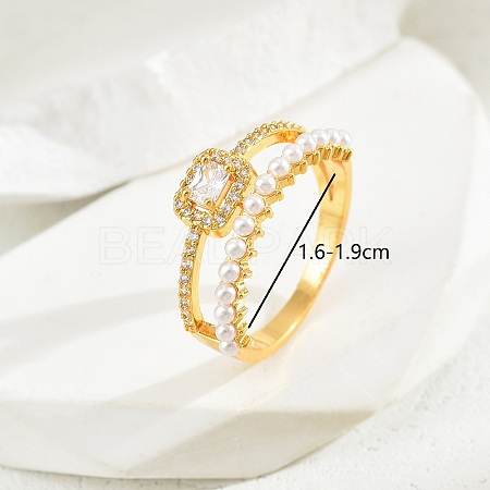 Elegant Copper Plated Gold Pearl Ladies Party Vacation Ring VD5623-3-1